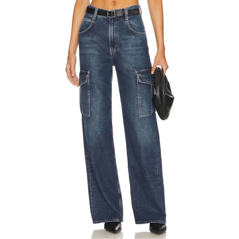 Agolde Minka Cargo Jeans in Path Medium Wash Size 22